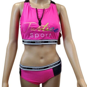 JUSTICE GIRLS Pink and Black Two Piece Swimsuit GIRLS XL 16/18